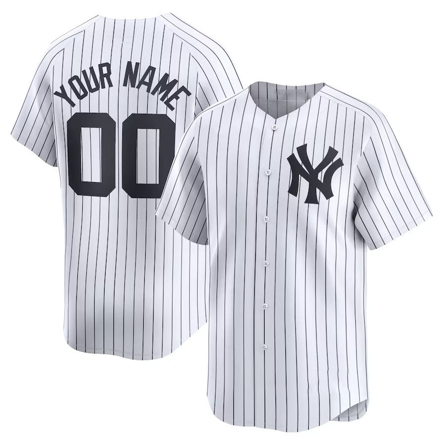 Custom White NYY Baseball Shirt Top