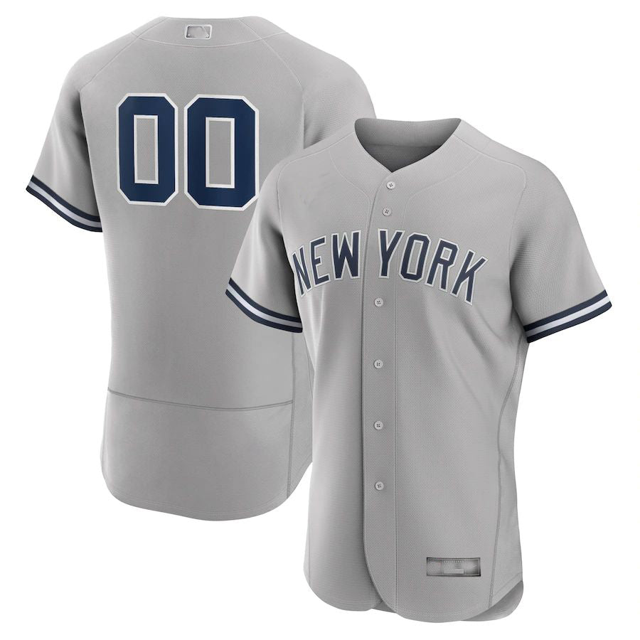 Custom Gray NYY Baseball Shirt Top
