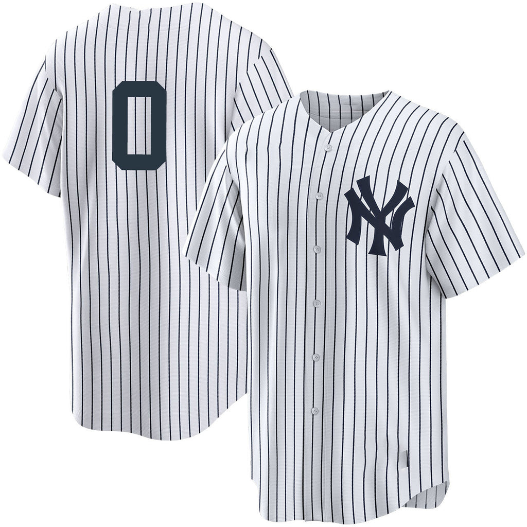 Custom #0 White NYY Baseball Shirt Top