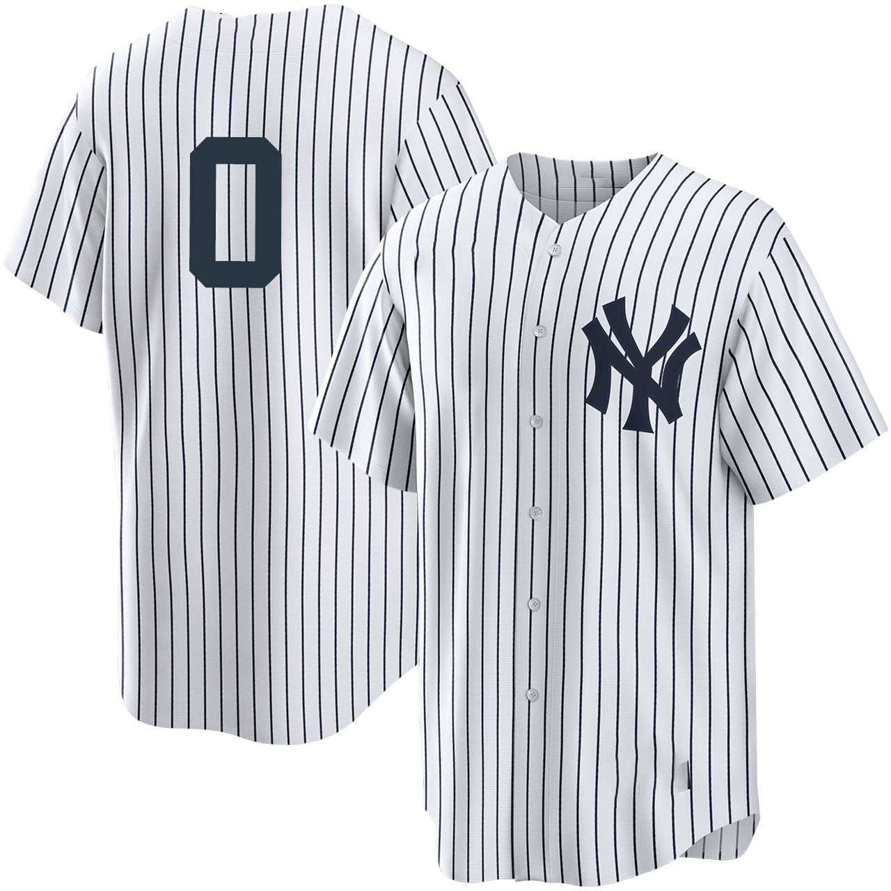 Custom #0 White NYY Baseball Shirt Top