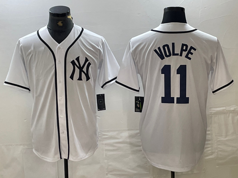 Custom #11 White NYY Baseball Shirt Top