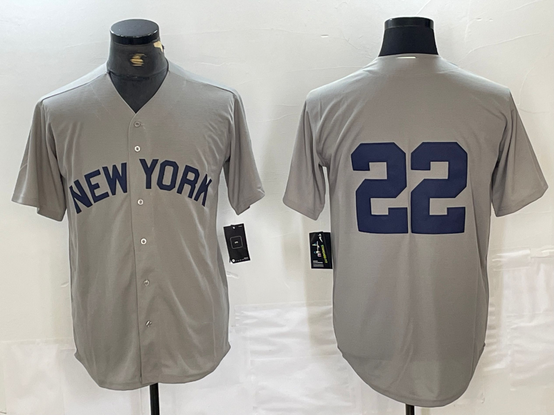 Custom #22 Grey 2021 NYY Baseball Shirt Top