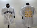 Custom #22 White NYY Baseball Shirt Top