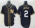 Custom #2 Black NYY Baseball Shirt Top