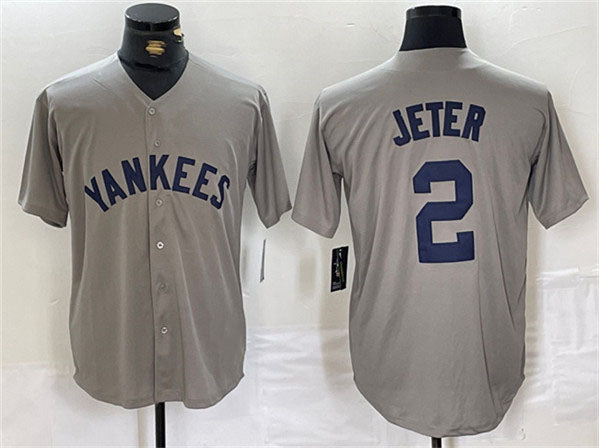 Custom #2 Gray NYY Baseball Shirt Top