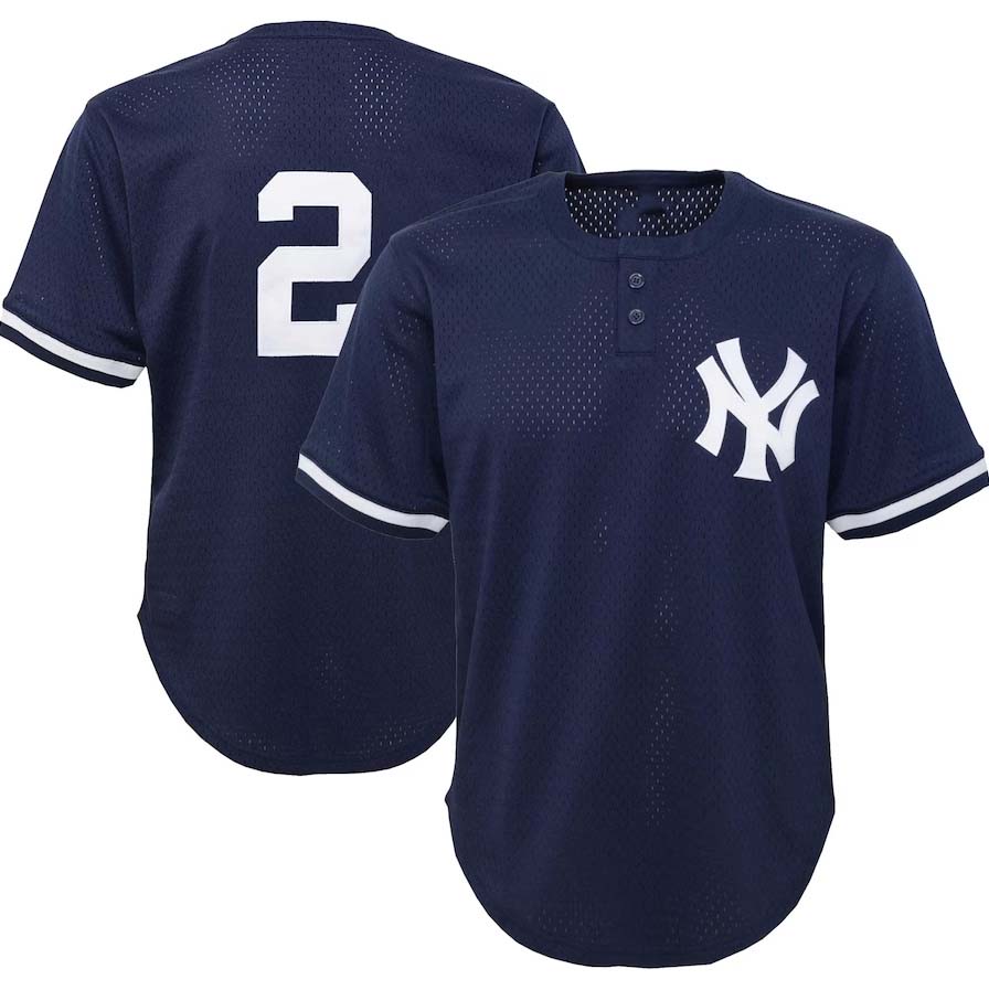 Custom #2 Navy NYY Baseball Shirt Top