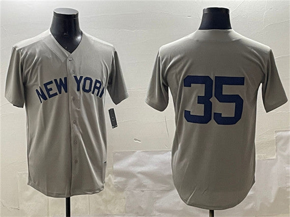Custom #35 Gray NYY Baseball Shirt Top