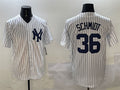 Custom #36 White NYY Baseball Shirt Top