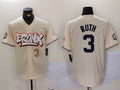 Custom #3 Cream NYY Baseball Shirt Top