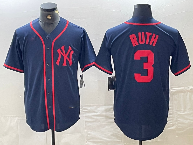 Custom #3 Red NYY Baseball Shirt Top