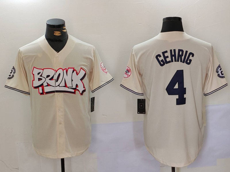 Custom #4 Cream NYY Baseball Shirt Top