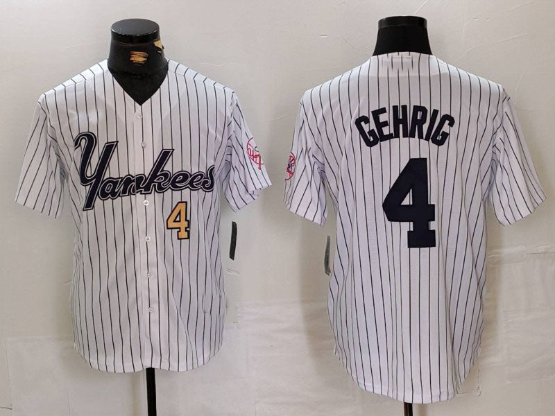 Custom #4 White NYY Baseball Shirt Top