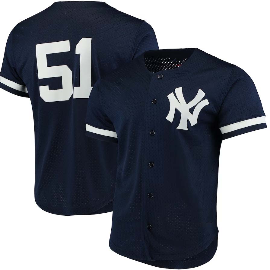 Custom #51 Navy NYY Baseball Shirt Top