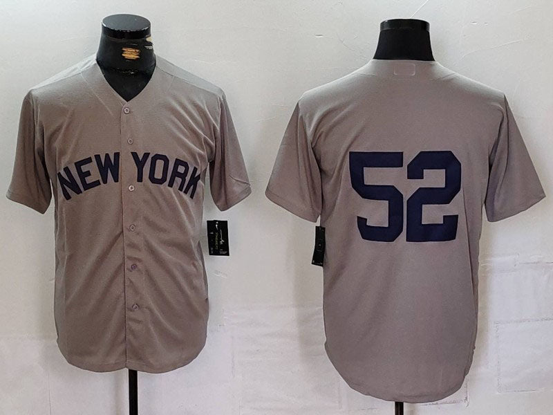 Custom #52 Grey NYY Baseball Shirt Top