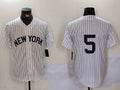 Custom #5 White NYY Baseball Shirt Top