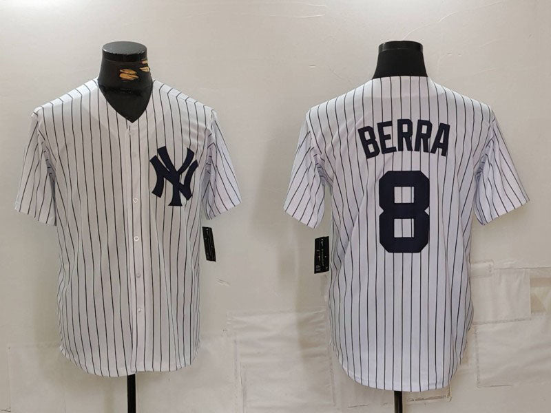 Custom #8 White Throwback NYY Baseball Shirt Top