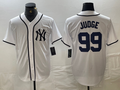Custom #99 White NYY Baseball Shirt Top