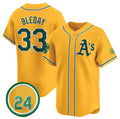 Custom #33 Yellow 2024 OAK Baseball Shirt Top