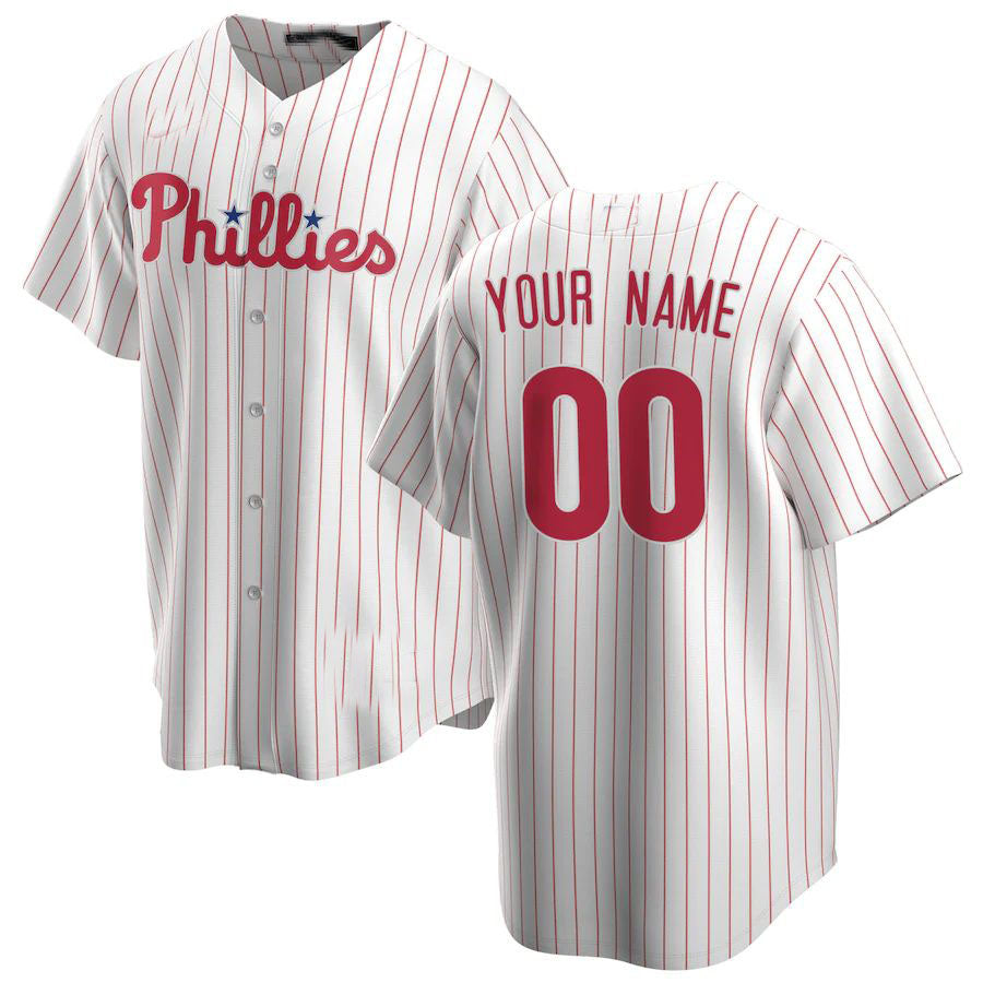 Custom White PHI Baseball Shirt Top