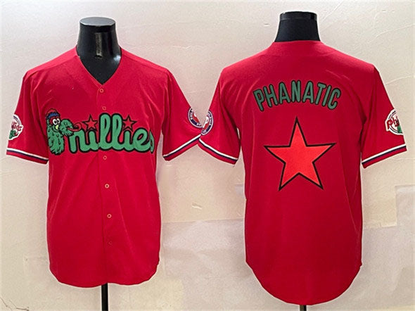 Custom Red PHI Baseball Shirt Top