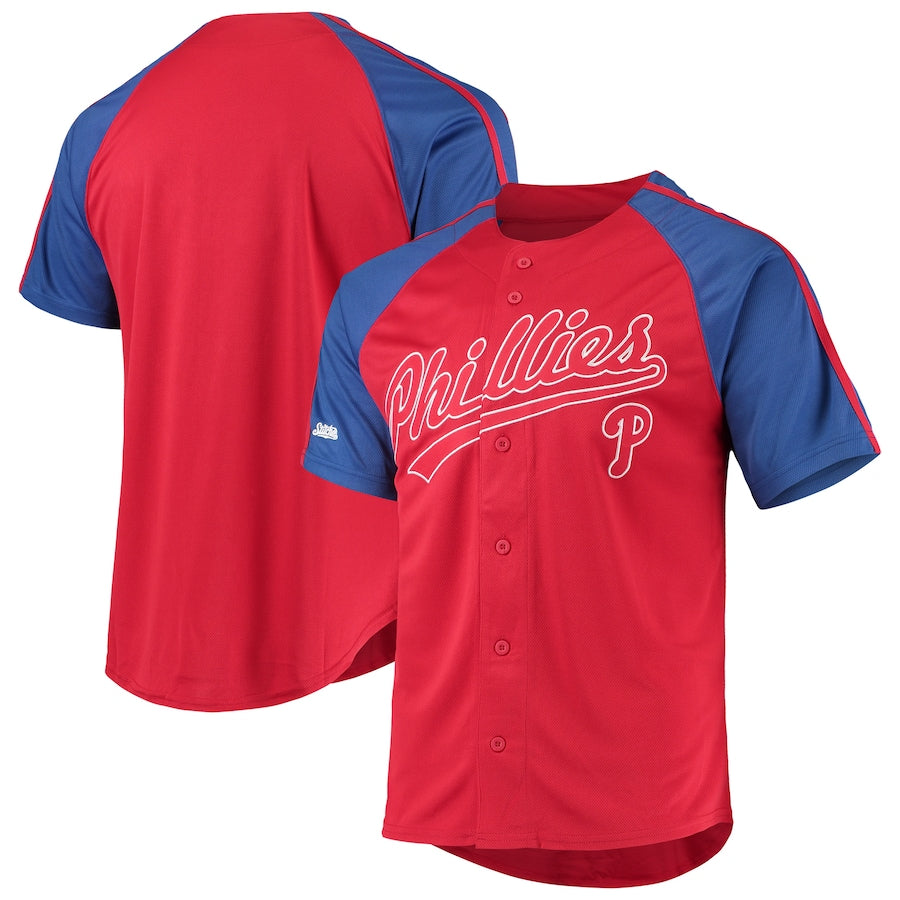 Custom Red PHI Baseball Shirt Top