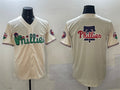 Custom Cream PHI Baseball Shirt Top