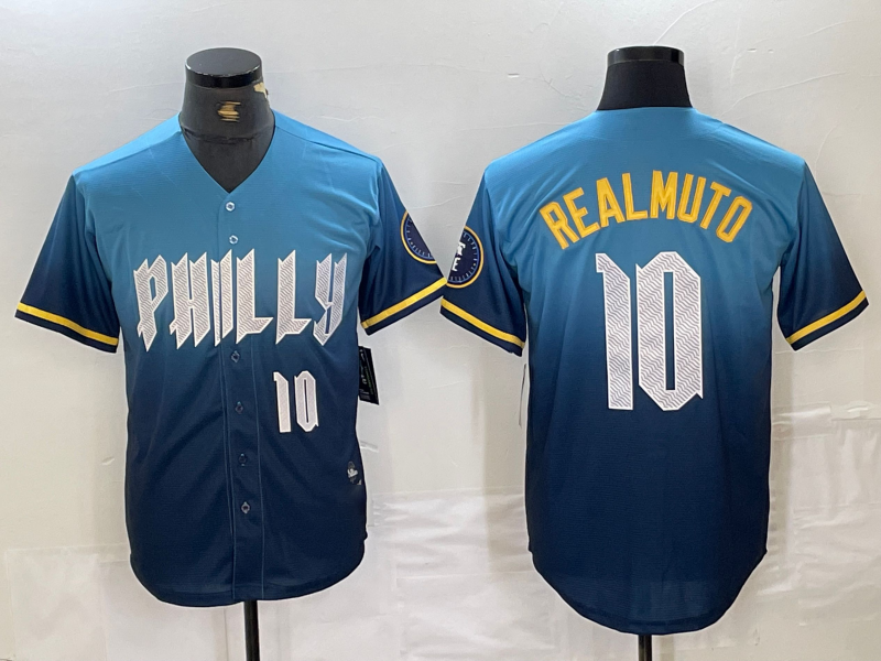 Custom #10 Blue 2024 City Connect PHI Baseball Shirt Top