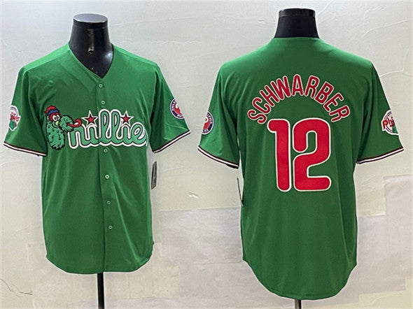 Custom #12 Green PHI Baseball Shirt Top