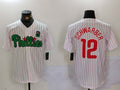 Custom #12 White PHI Baseball Shirt Top