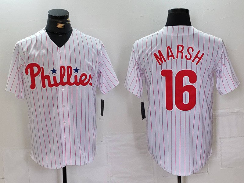 Custom #16 White PHI Baseball Shirt Top