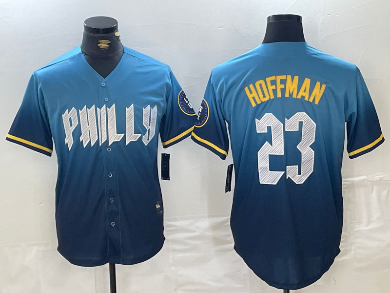 Custom #23 Blue 2024 City Connect PHI Baseball Shirt Top