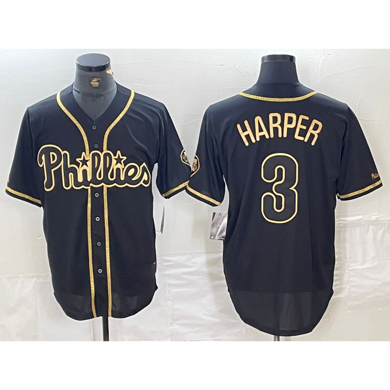 Custom #3 Black PHI Baseball Shirt Top