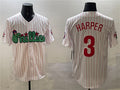 Custom #3 White PHI Baseball Shirt Top