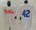 Custom #42 White PHI Baseball Shirt Top