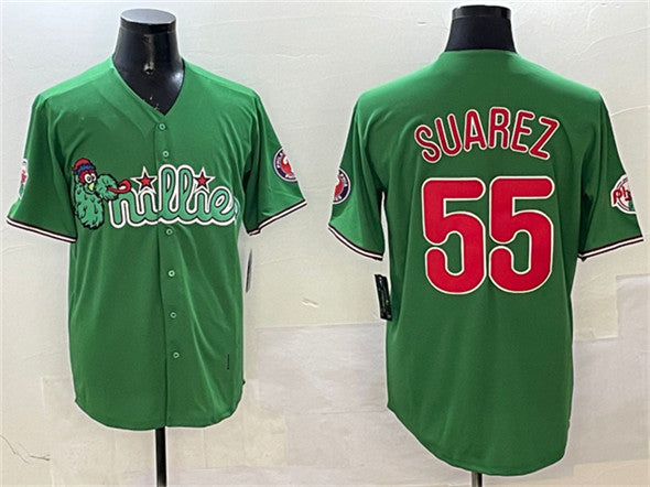 Custom #55 Green PHI Baseball Shirt Top