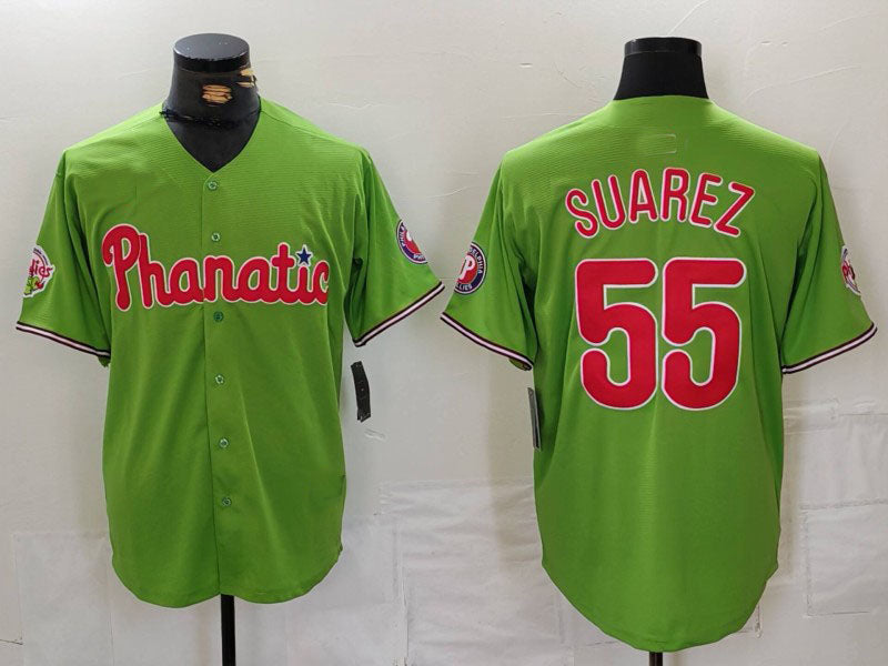 Custom #55 Green PHI Baseball Shirt Top