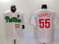 Custom #55 White PHI Baseball Shirt Top