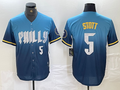 Custom #5 Blue 2024 PHI Baseball Shirt Top