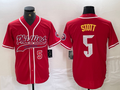 Custom #5 Red PHI Baseball Shirt Top