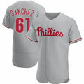 Custom #61 Grey PHI Baseball Shirt Top