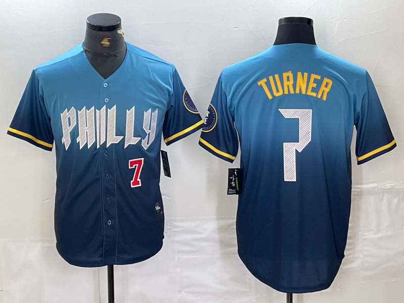 Custom #7 Blue 2024 City Connect PHI Baseball Shirt Top