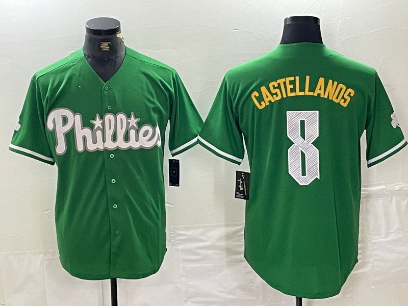 Custom #8 Green 2024 City Connect PHI Baseball Shirt Top