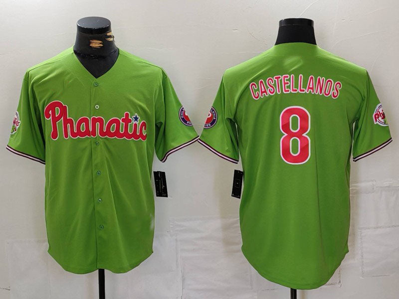 Custom #8 Green PHI Baseball Shirt Top