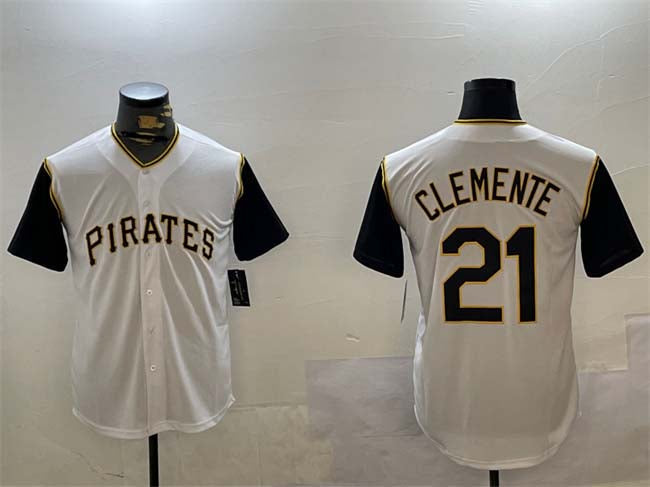 Custom #21 White PIT Baseball Shirt Top