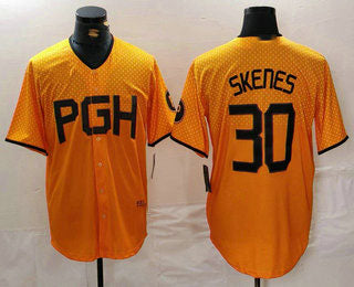 Custom #30 Yellow 2023 City Connect PIT Baseball Shirt Top
