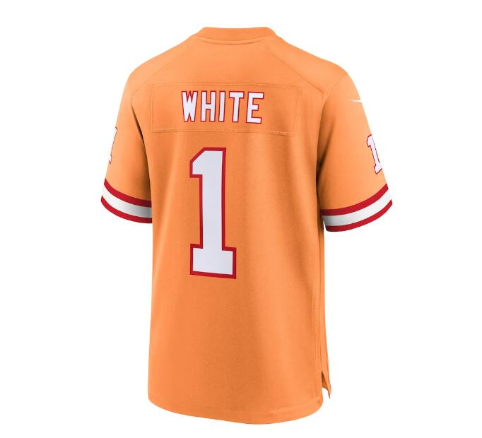 Custom #1 White Throwback TB Football Shirt Top
