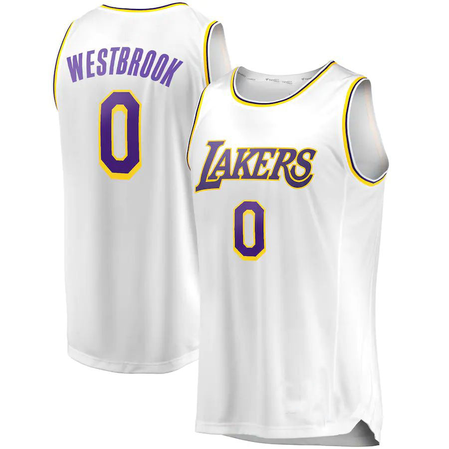 Custom #0 White 2020 LAL Basketball Shirt Top