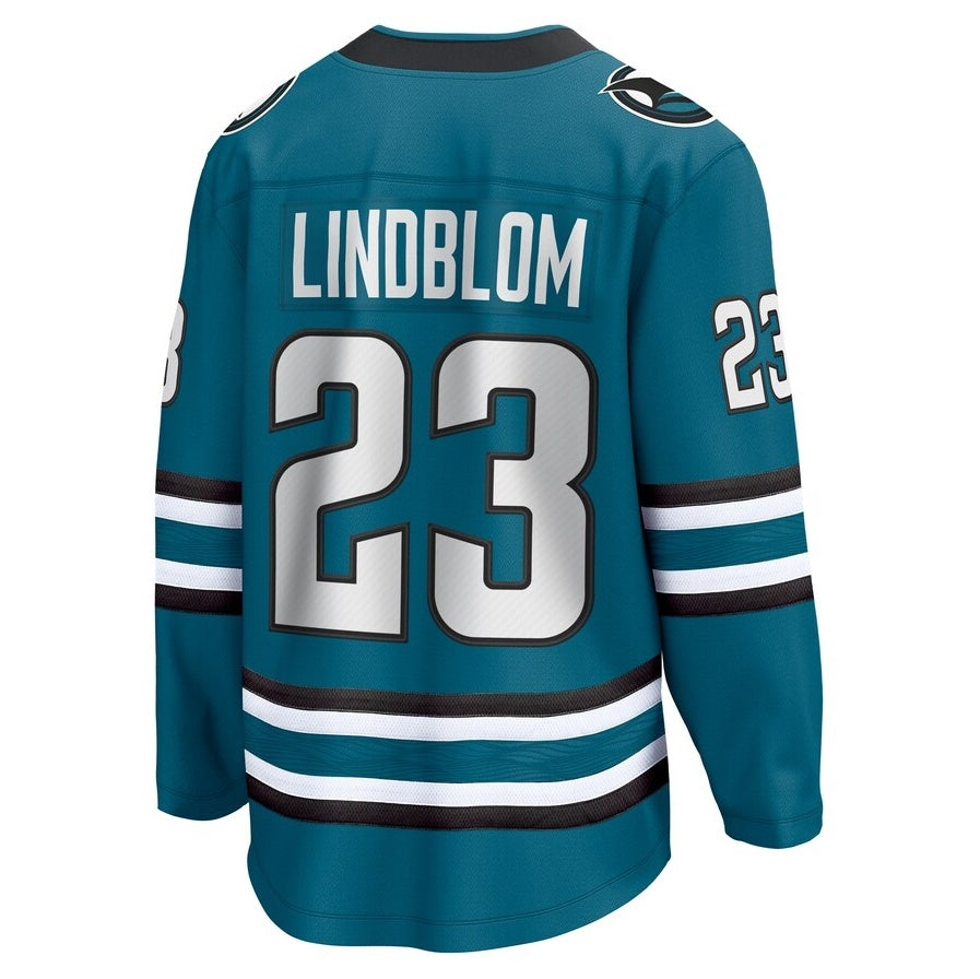 Custom #23 Teal SJS Hockey Shirt Top