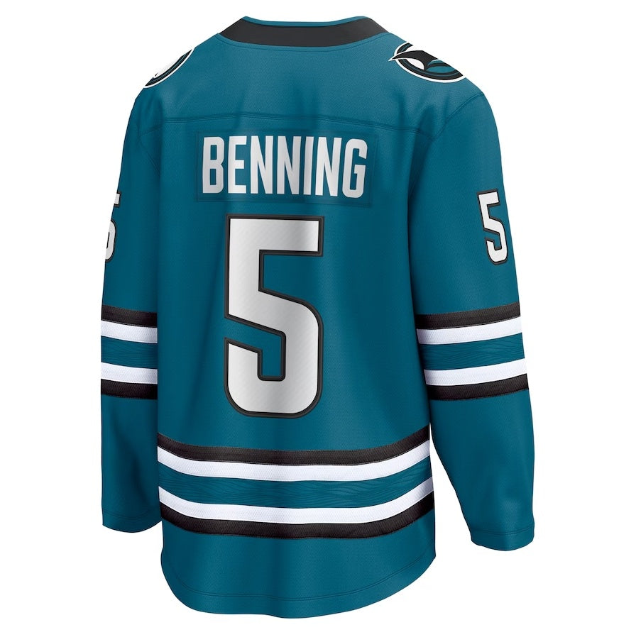 Custom #5 Teal SJS Hockey Shirt Top