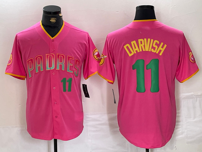 Custom #11 Pink SD Baseball Shirt Top